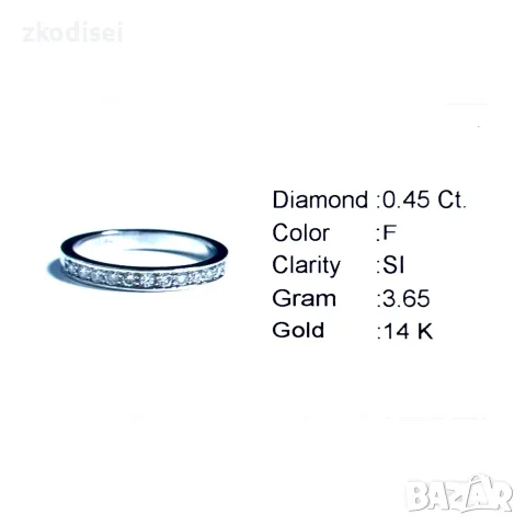 Златен дамски пръстен с диамант 0,45Ct. чистота:SI размер:54 модел:42929-1, снимка 5 - Пръстени - 55824659