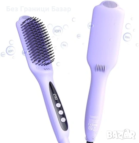 Нова Керамична йонна четка за коса изправяне LANDOT 12 степени лилава