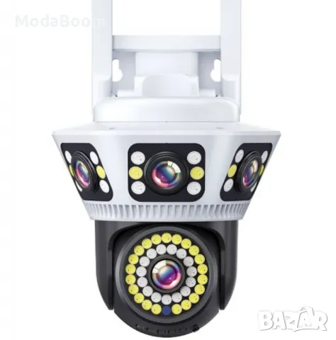 Пълноцветна панорамна 6K Wi-Fi камера за нощно виждане с 4 обектива и двоен интерком, снимка 2 - IP камери - 48853898