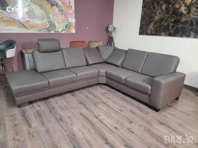 ПРОМОЦИЯ!!! Кожен ъглов диван цвят кафяв Нуга ZE - EM05002, снимка 4 - Дивани и мека мебел - 52838297