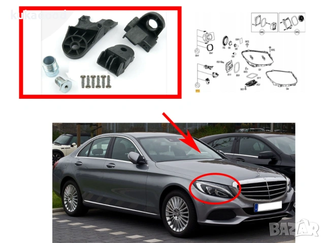 Комплект щипки за захващане на фар Mercedes C-Class W205, снимка 2 - Части - 54191388