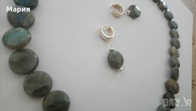 Комплект бижута от лабрадорит (полускъпоценен камък) и сребро, снимка 3 - Бижутерийни комплекти - 31841687