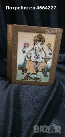 Ръчно изработена дървена кутия с изображение на бог Ганеша, снимка 2 - Антикварни и старинни предмети - 53013439
