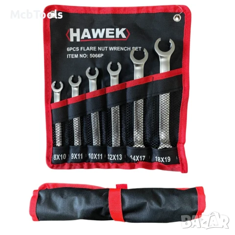 Комплект срязани ключове 6 части Hawek, снимка 2 - Ключове - 50811306
