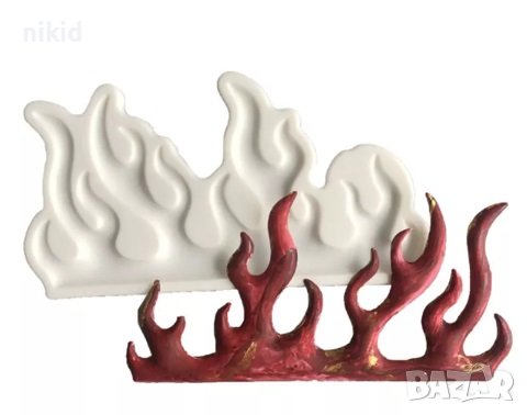 голям Огън пламъци водорасли водорасло силиконов молд форма фондан шоколад декор, снимка 2 - Форми - 37441651