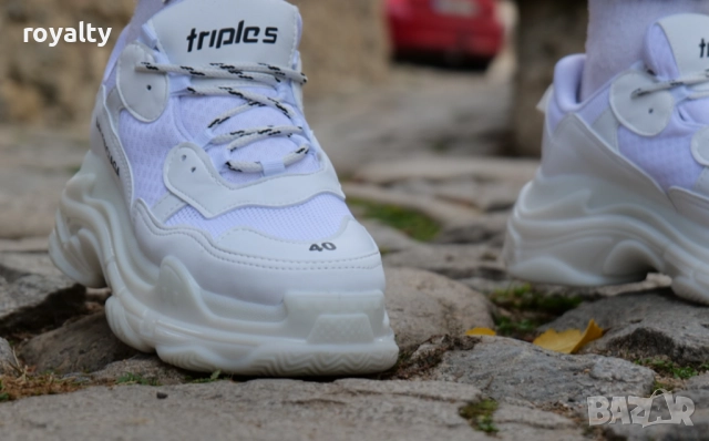 Balenciaga TripleS бели дамски маратонки , снимка 4 - Маратонки - 51954980