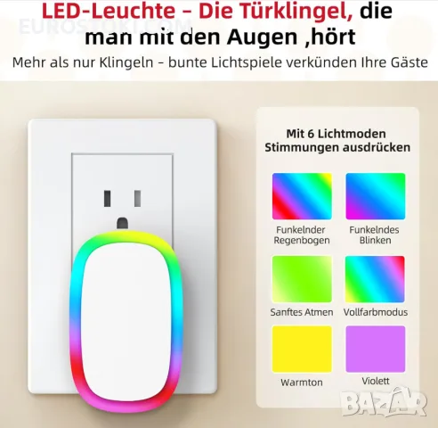 Безжичен звънец CallToU с LED цветни светлини цветен, със самозахранване, работи без батерии, снимка 3 - Домашни звънци и интерфони - 56122801