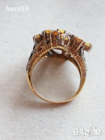 Дамски златен пръстен,диаманти изумруди, снимка 4 - Пръстени - 42795186