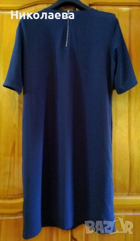Тъмно синя свободна рокля с къс ръкав,42, снимка 2 - Рокли - 37568592