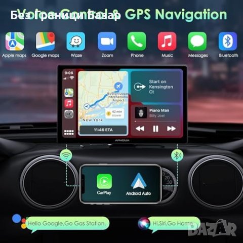 Нов 9-инчов Безжичен CarPlay/Android Auto + 2.5K Dash Cam за кола автомобил, снимка 5 - Друга електроника - 44394583