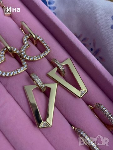 Златисти стоманени обеци , снимка 3 - Обеци - 37373340