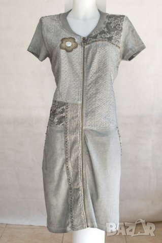 Рокля в перлено сиво Angels never die - XL, снимка 4 - Рокли - 42809397