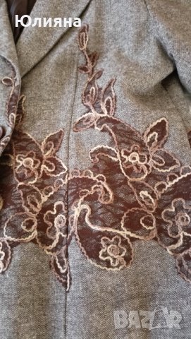 Сако с красиви цветя в кафяво , снимка 3 - Сака - 42469153