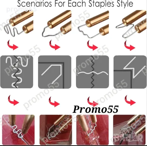 Пистолет за лепене и запояване на пластмаса 300W с 4 вида скоби, снимка 5 - Поялници и запояване - 49269174
