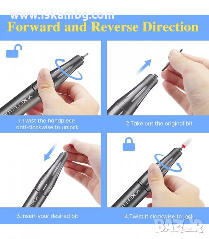 БЕЗЖИЧНА ЕЛЕКТРИЧЕСКА ПИЛА ЗА МАНИКЮР, 35000 ОБОРОТА - код V-201 БЕЗЖИЧНА, снимка 14 - Педикюр и маникюр - 33888656