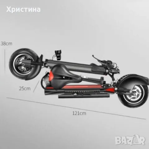 Супер бързият електрически  сгъваем скутер в черно с червено, снимка 2 - Други спортове - 48742581