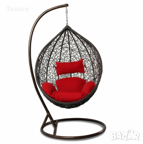 Градинска люлка от PVC ратан с метална конструкция, снимка 9 - Градински мебели, декорация  - 50204606