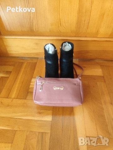 Велурени боти и дам.чантичка, снимка 2 - Дамски боти - 52156784