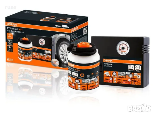 НОВИ! Компресор и TYREseal KIT упътнител за спукани гуми Osram OTSK4