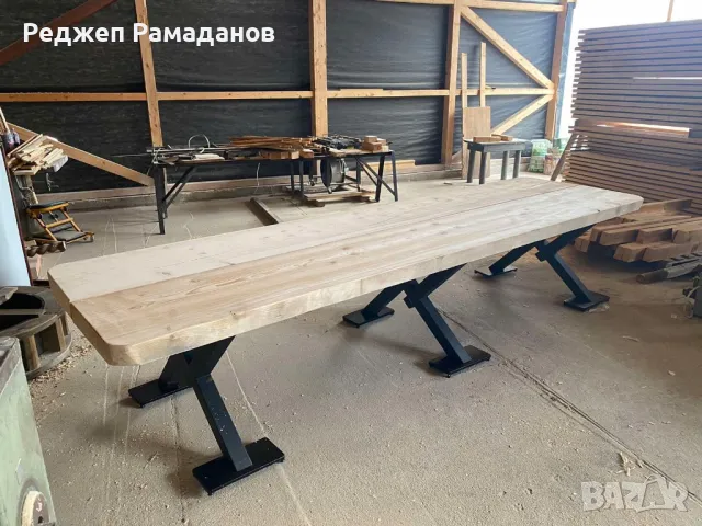 Маси и пейки от масив с метални крака , снимка 6 - Градински мебели, декорация  - 49637116