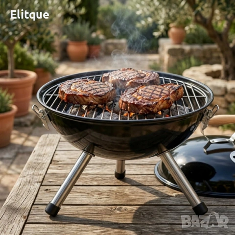 Туристическо барбекю на въглища с кълбовидна форма 37.5 x 45.5 см , снимка 5 - Други стоки за дома - 54231180