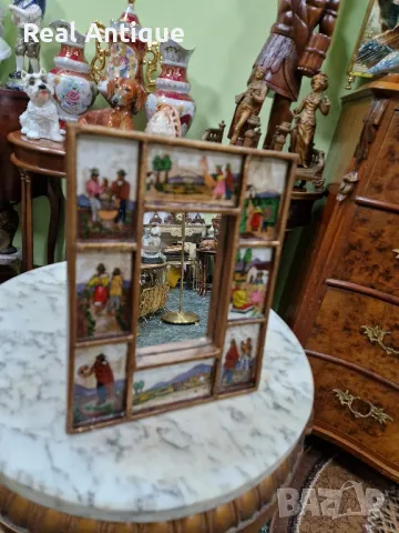 Страхотно антикварно огледало ръчно изрисувано , снимка 3 - Антикварни и старинни предмети - 50154176