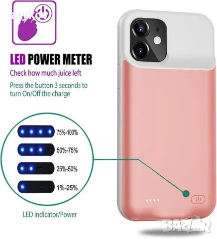 Калъф за батерия iPhone 13 Mini, 5000mAh , снимка 6 - Друга електроника - 48044825