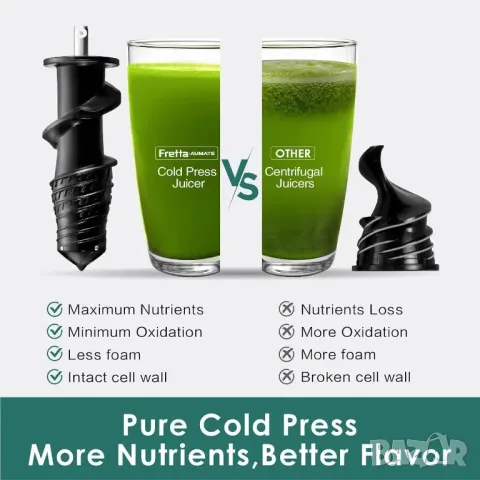 Студенопресоване - сокоизтисквачка Fretta с 2 скорости и тих двигател, снимка 7 - Сокоизстисквачки и цитрус преси - 49866449