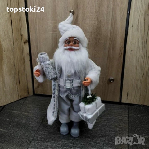 Дядо Коледа в сребристо – празнична фигура, която носи магия и уют у дома (50 / 70 / 90 см), снимка 2 - Други стоки за дома - 52366874