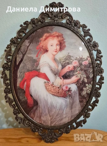 Разкошна рамка/картина от бронз/месинг с изображение на дама