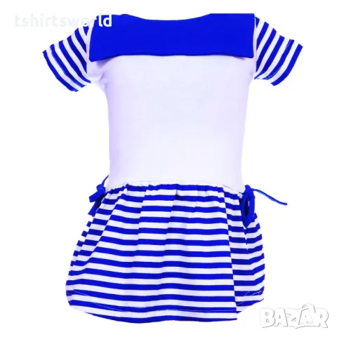 Нова детска моряшка рокличка с яка и трансферен печат Момиче на Сърф, снимка 2 - Детски рокли и поли - 48406209