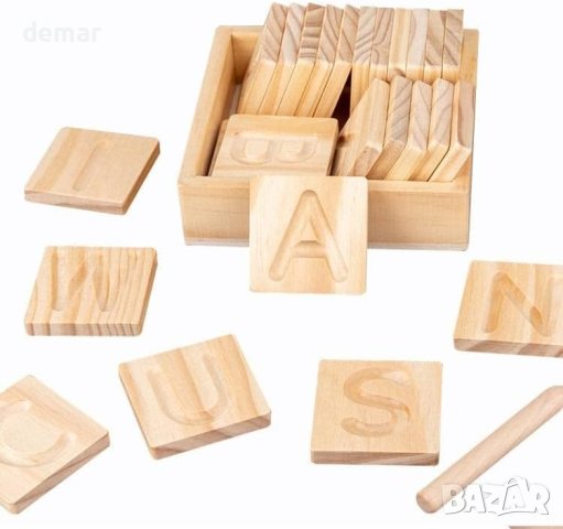 Дървени двустранни плочки за изучаване на азбуката - английски, снимка 5 - Образователни игри - 42133855