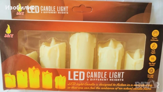 Комплект от 5 бездимни, безпламъчни, работещи с батерии LED чаени свещи Diya за декорация., снимка 3 - Декорация за дома - 52385974