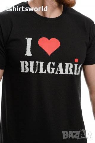 Нова мъжка тениска с трансферен печат I LOVE BULGARIA в черен цвят в Тениски  в гр. Варна - ID37663045 — Bazar.bg