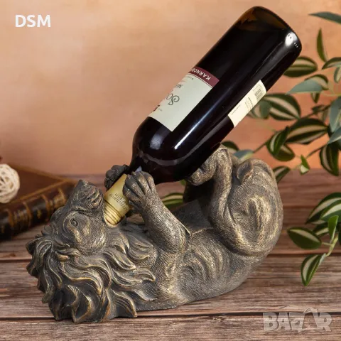 Поставка за Бутилка Вино Лъв Статуетка , снимка 1