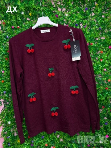 Блузка с 3д черешки, снимка 2 - Блузи с дълъг ръкав и пуловери - 52073627