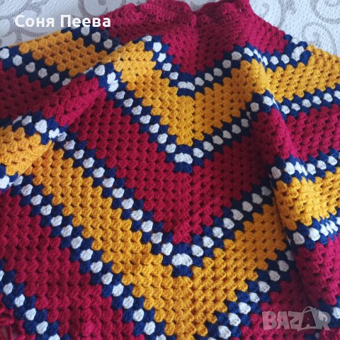 Пончо ръчно плетено 75/4.60, снимка 2 - Жилетки - 38797498