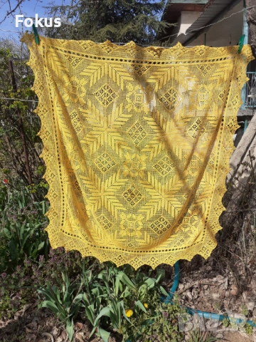 Стара покривка плетена на една кука, снимка 3 - Антикварни и старинни предмети - 53280166