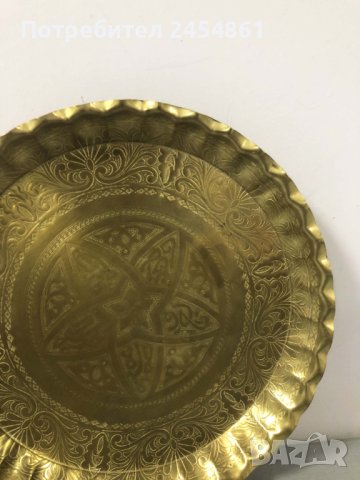 стар, месинг, поднос, плато, ориенталски стил, Мароко, антика, ръчна изработка, ислям, снимка 3 - Антикварни и старинни предмети - 42877191