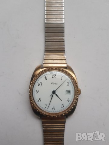 Мъжки механичен позлатен часовник Flux 17 jewels, снимка 1 - Антикварни и старинни предмети - 35085666