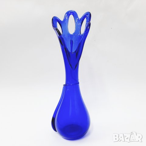 Ваза от кобалтово синьо стъкло, синя(13.3), снимка 1 - Вази - 39679916