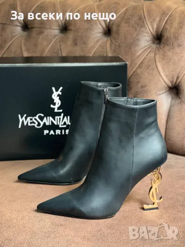Дамски черни боти Yves Saint Laurent - 2 налични цвята на тока Код D1039, снимка 2 - Дамски боти - 47401673