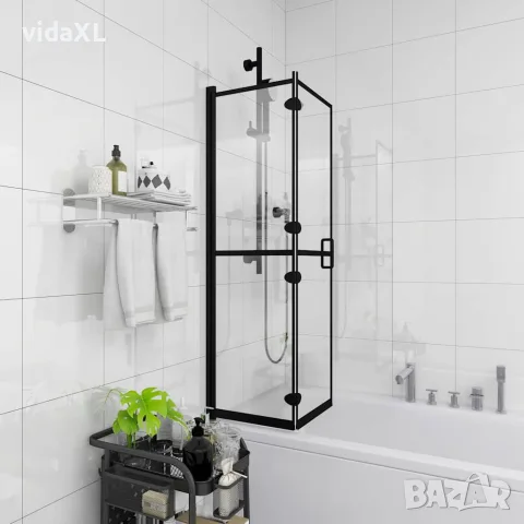 vidaXL Сгъваем душ параван, ESG стъкло, 80x140 см, черен, снимка 2 - Душове - 56146095