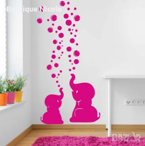 Стикер" Слончета с балончета"  , снимка 4 - Декорация за дома - 48002293