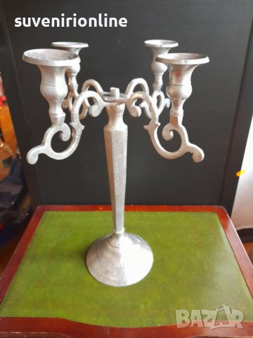 Старинен свещеник от алуминий , снимка 2 - Антикварни и старинни предмети - 36603051