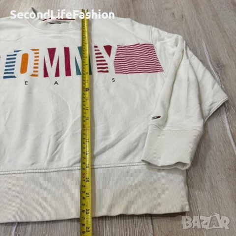 Дамски пуловер Tommy Hilfiger Jeans vintage бял, размер XS, винтидж, снимка 4 - Блузи с дълъг ръкав и пуловери - 52505584