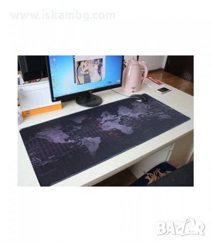 ГОЛЯМА ГЕЙМЪРСКА ПОДЛОЖКА ЗА БЮРО С ПРИНТ КАРТА НА СВЕТА - код 2118