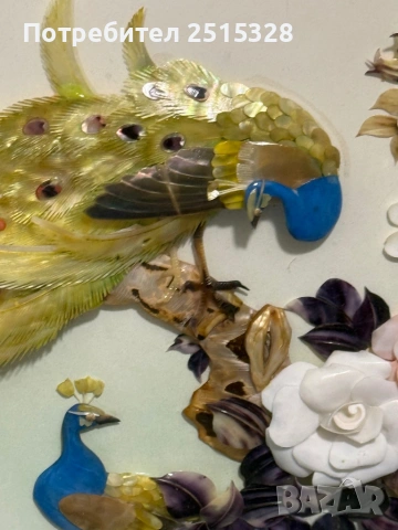 стара винтидж 3д картина естествени камъни и седеф, снимка 3 - Картини - 53997114