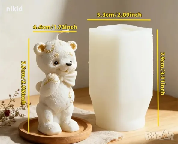 3D Изправено мече с панделка папионка силиконов молд форма фондан шоколад свещ смола гипс
