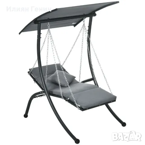 Висящ шезлонг Outsunny, накланящ се покрив, включително възглавница за седалка, възглавница, снимка 2 - Градински мебели, декорация  - 50358874